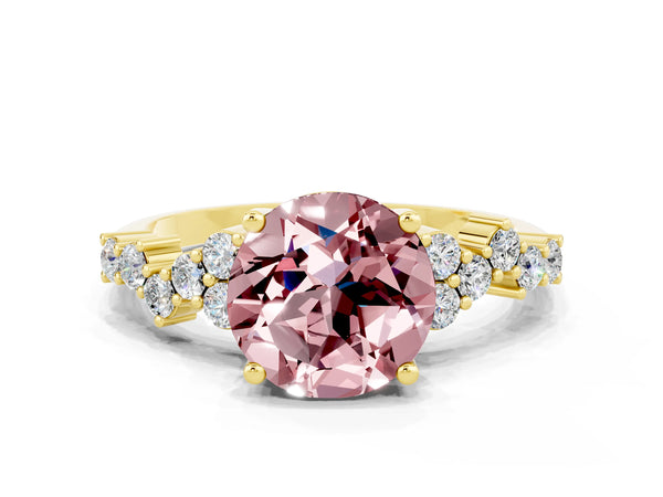 Yellow gold Round Cut Diamond Cluster Pavé Band with Four-Prong Setting