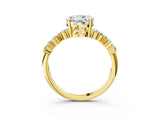 Yellow gold Round Cut Diamond Cluster Pavé Band with Four-Prong Setting_15