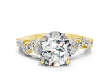 Yellow gold Round Cut Diamond Cluster Pavé Band with Four-Prong Setting