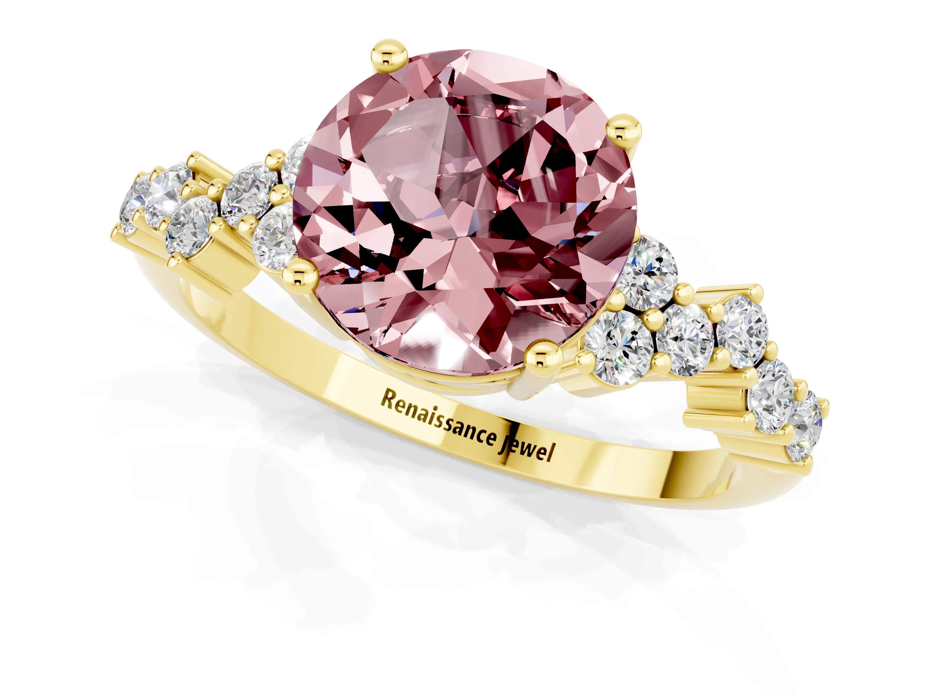 Yellow gold Round Cut Diamond Cluster Pavé Band with Four-Prong Setting_1