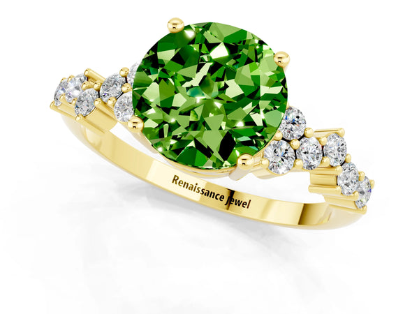 Yellow gold Round Cut Diamond Cluster Pavé Band with Four-Prong Setting