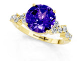 Yellow gold Round Cut Diamond Cluster Pavé Band with Four-Prong Setting_1