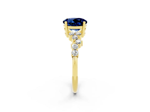 Yellow gold Round Cut Diamond Cluster Pavé Band with Four-Prong Setting_2
