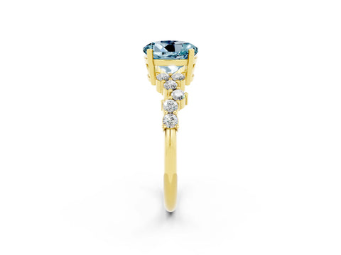Yellow gold Round Cut Diamond Cluster Pavé Band with Four-Prong Setting_2
