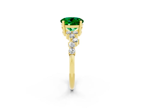 Yellow gold Round Cut Diamond Cluster Pavé Band with Four-Prong Setting_2