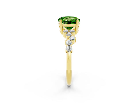 Yellow gold Round Cut Diamond Cluster Pavé Band with Four-Prong Setting_2