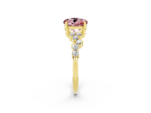 Yellow gold Round Cut Diamond Cluster Pavé Band with Four-Prong Setting_2