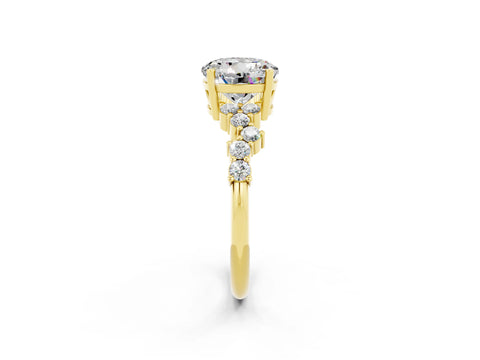 Yellow gold Round Cut Diamond Cluster Pavé Band with Four-Prong Setting_2
