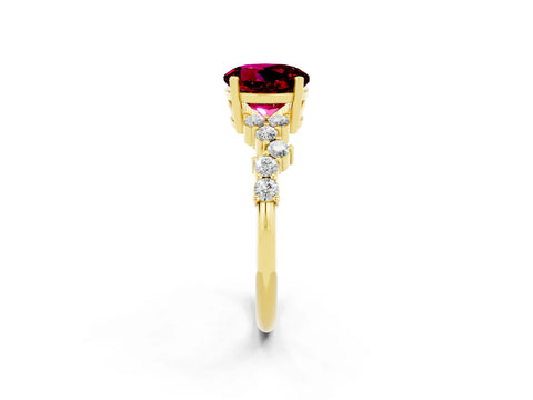Yellow gold Round Cut Diamond Cluster Pavé Band with Four-Prong Setting_2
