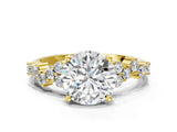 Yellow gold Round Cut Diamond Cluster Pavé Band with Four-Prong Setting_3