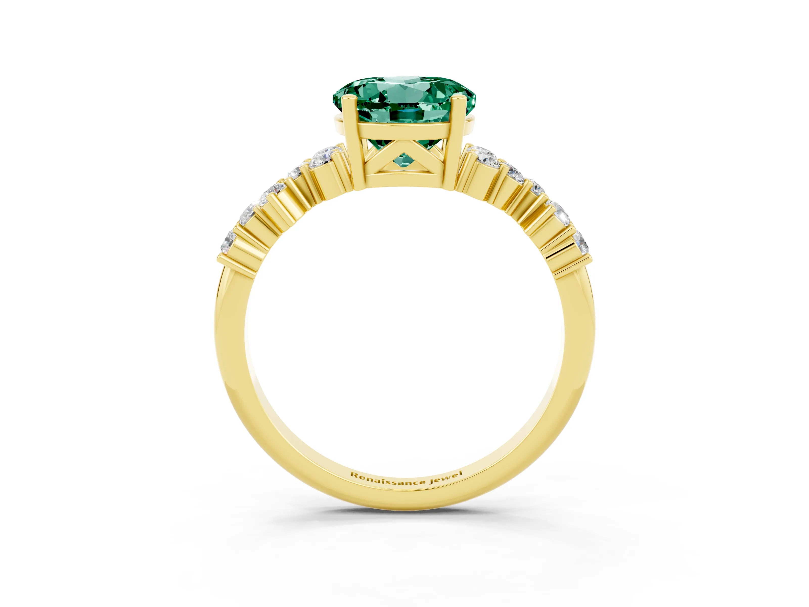 Yellow gold Round Cut Diamond Cluster Pavé Band with Four-Prong Setting_3
