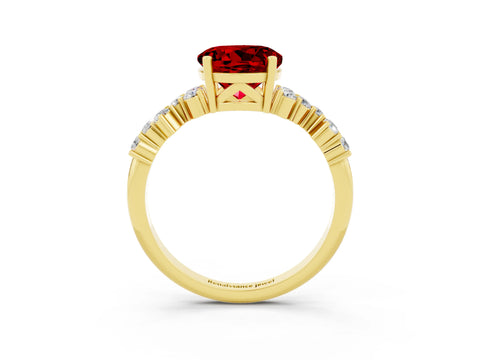 Yellow gold Round Cut Diamond Cluster Pavé Band with Four-Prong Setting_3