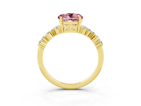 Yellow gold Round Cut Diamond Cluster Pavé Band with Four-Prong Setting_3