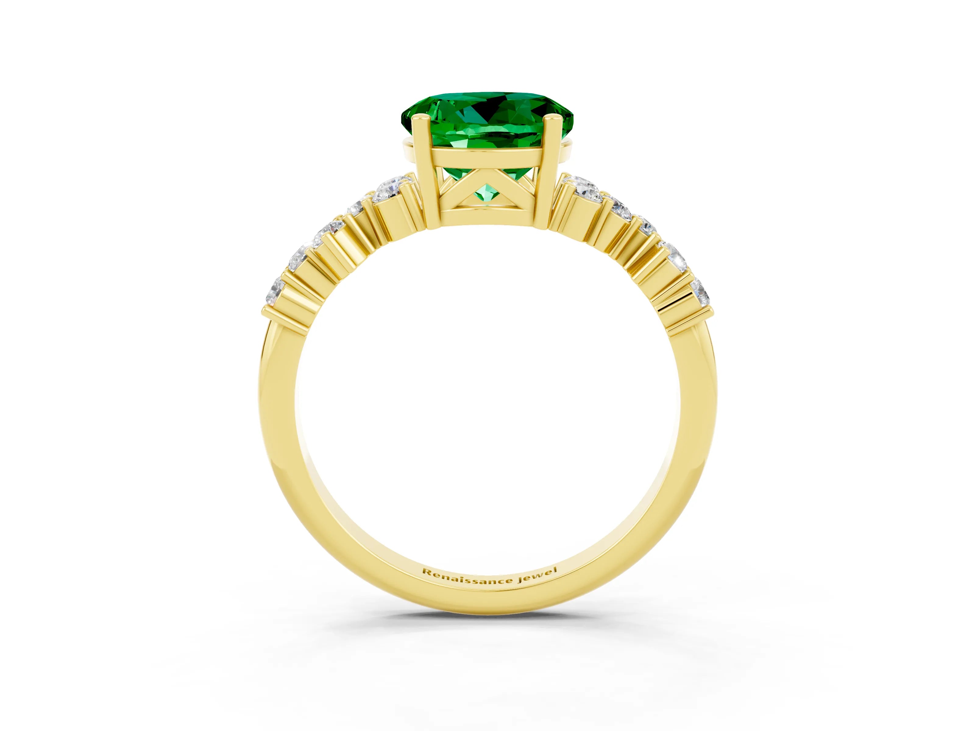 Yellow gold Round Cut Diamond Cluster Pavé Band with Four-Prong Setting_3