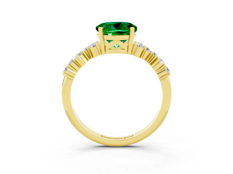 Yellow gold Round Cut Diamond Cluster Pavé Band with Four-Prong Setting_3