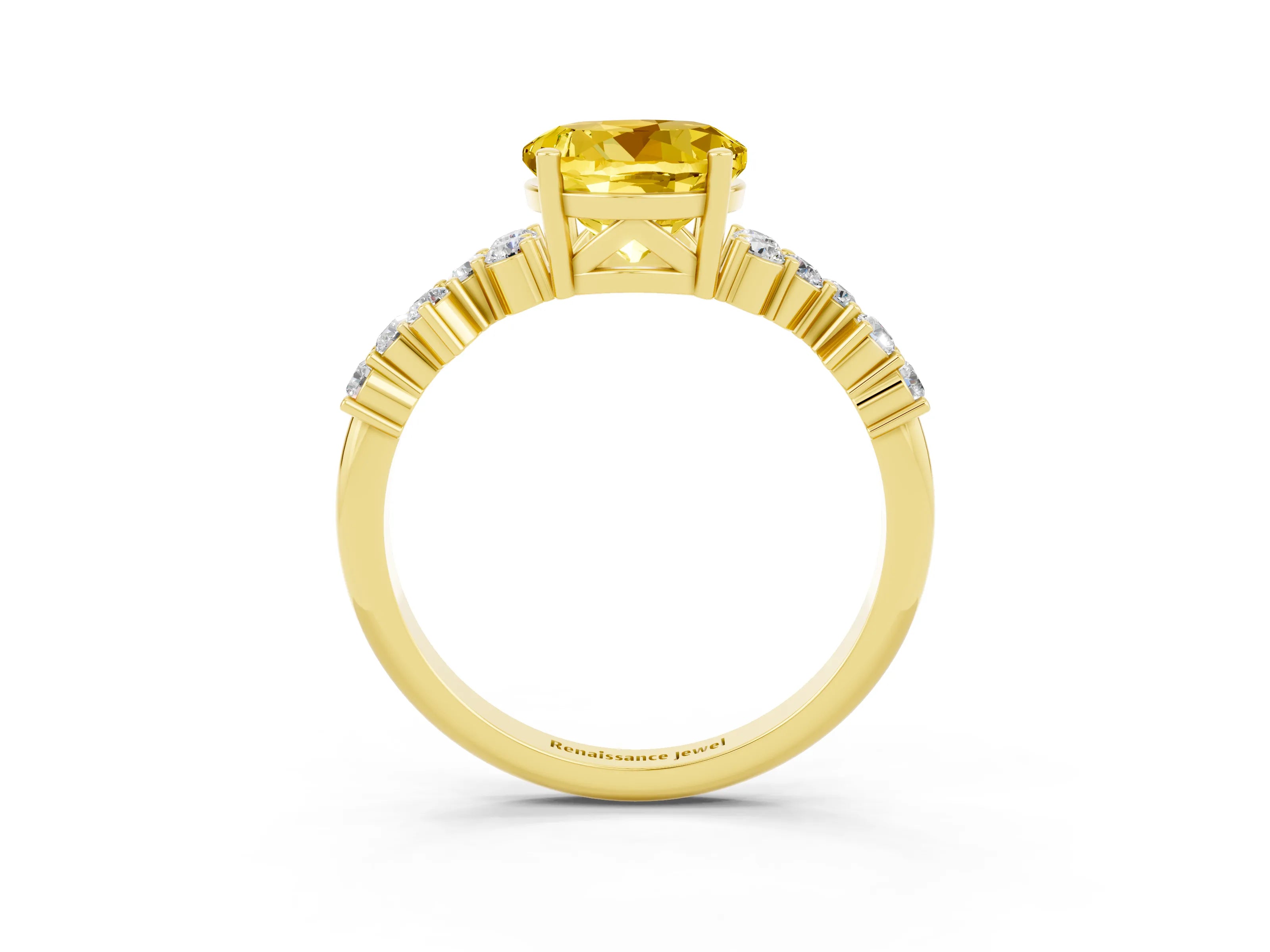 Yellow gold Round Cut Diamond Cluster Pavé Band with Four-Prong Setting_3