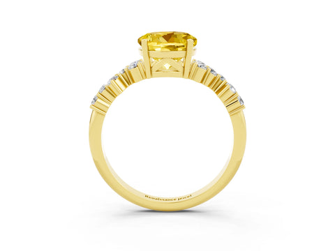 Yellow gold Round Cut Diamond Cluster Pavé Band with Four-Prong Setting_3