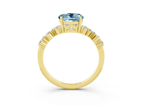 Yellow gold Round Cut Diamond Cluster Pavé Band with Four-Prong Setting_3