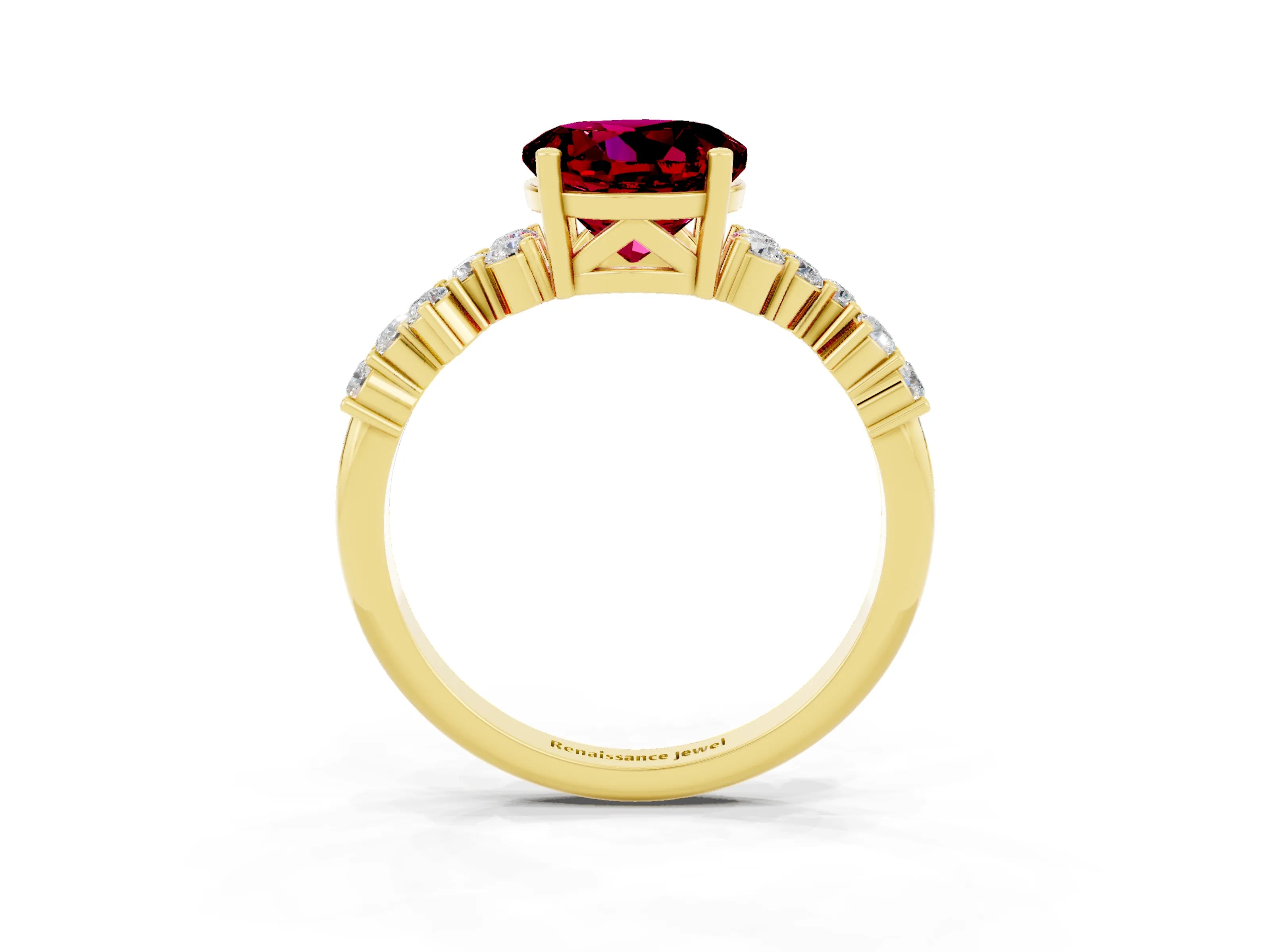 Yellow gold Round Cut Diamond Cluster Pavé Band with Four-Prong Setting_3