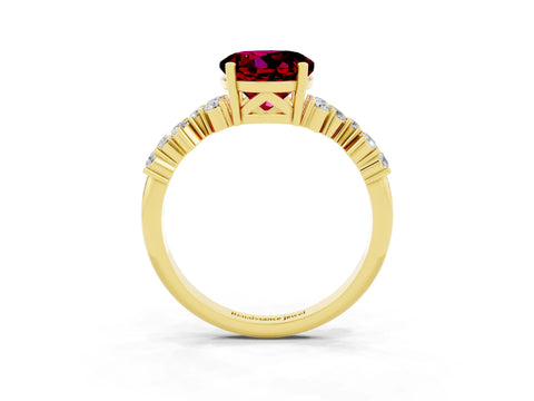 Yellow gold Round Cut Diamond Cluster Pavé Band with Four-Prong Setting_3