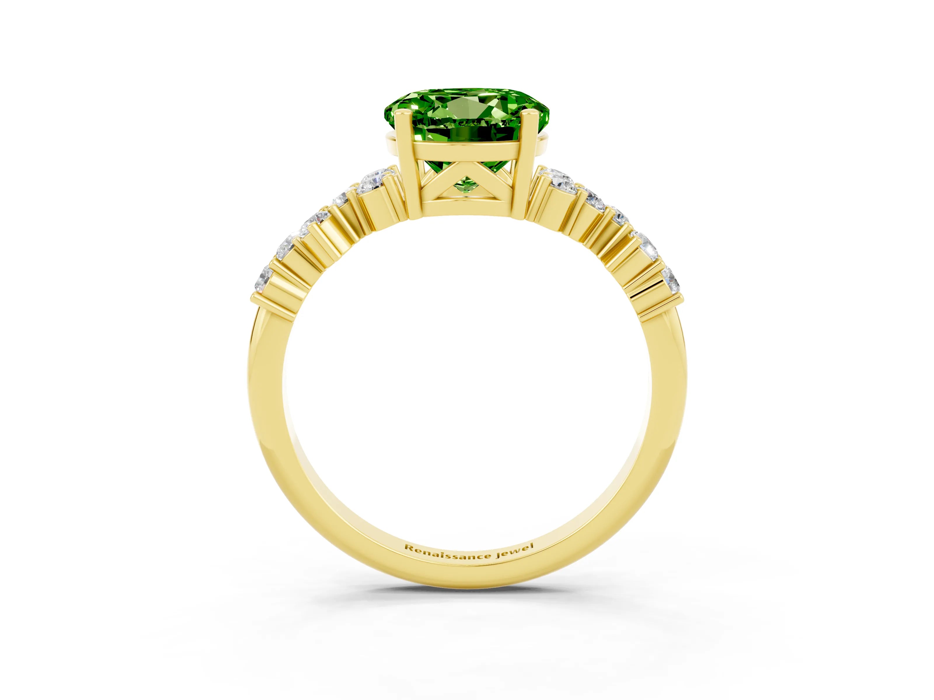 Yellow gold Round Cut Diamond Cluster Pavé Band with Four-Prong Setting_3