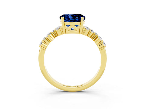 Yellow gold Round Cut Diamond Cluster Pavé Band with Four-Prong Setting_3