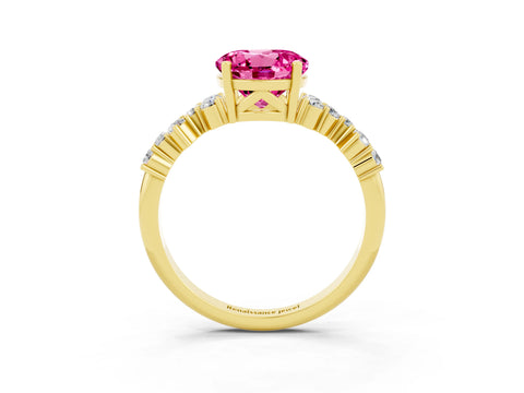 Yellow gold Round Cut Diamond Cluster Pavé Band with Four-Prong Setting_3