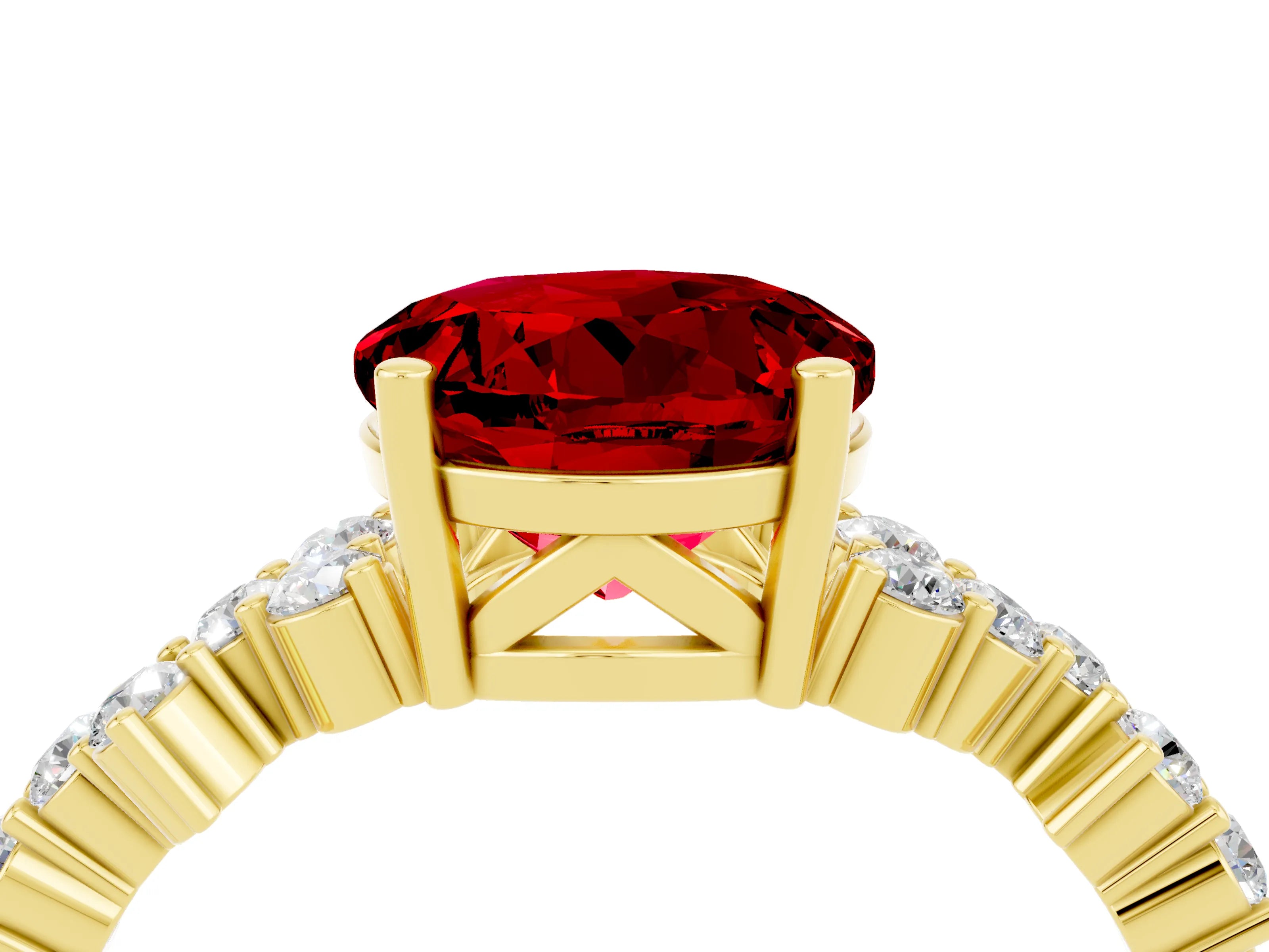 Yellow gold Round Cut Diamond Cluster Pavé Band with Four-Prong Setting_4