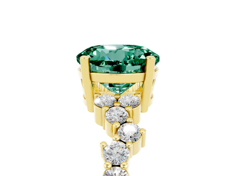 Yellow gold Round Cut Diamond Cluster Pavé Band with Four-Prong Setting_5