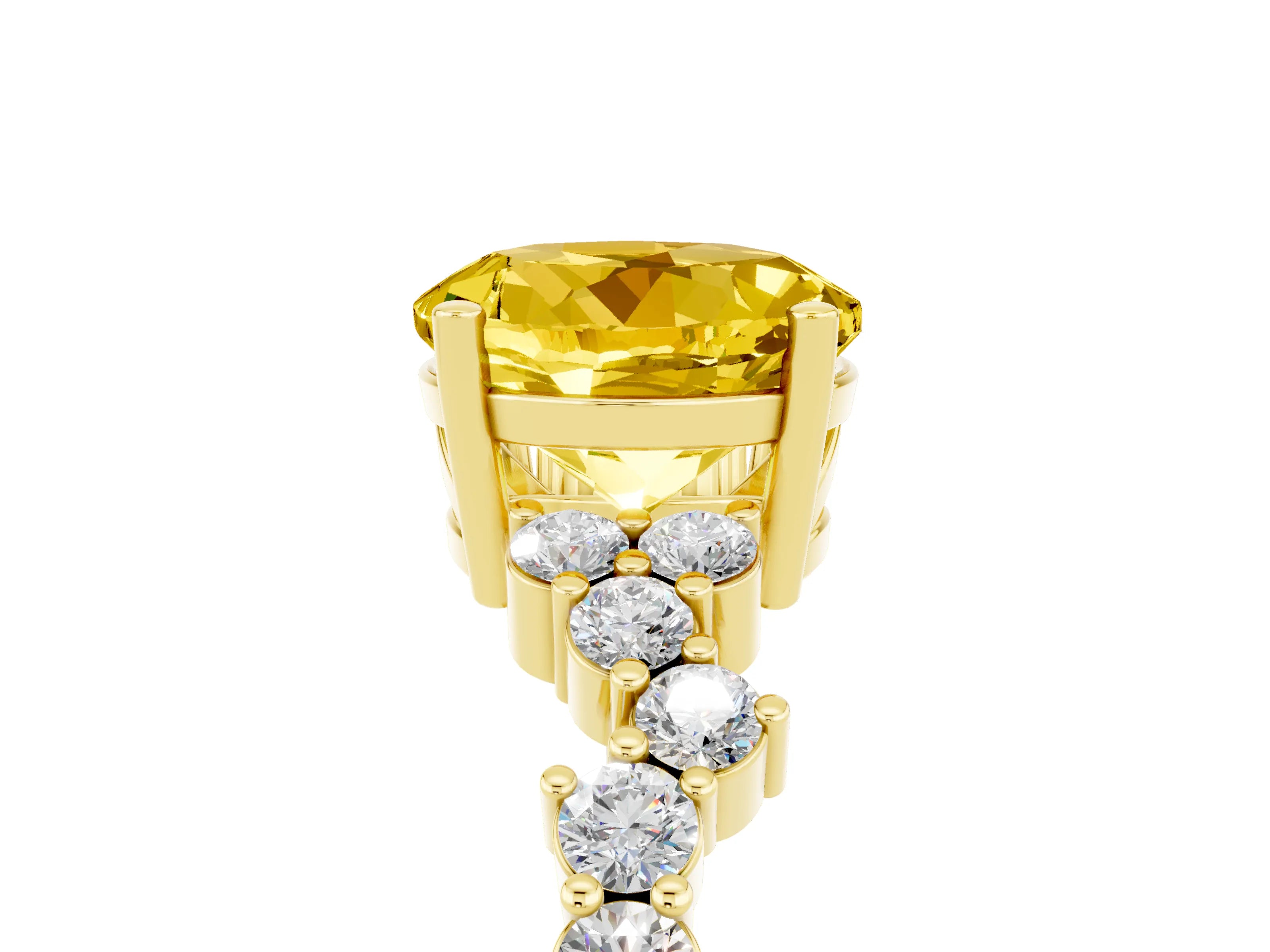 Yellow gold Round Cut Diamond Cluster Pavé Band with Four-Prong Setting_5