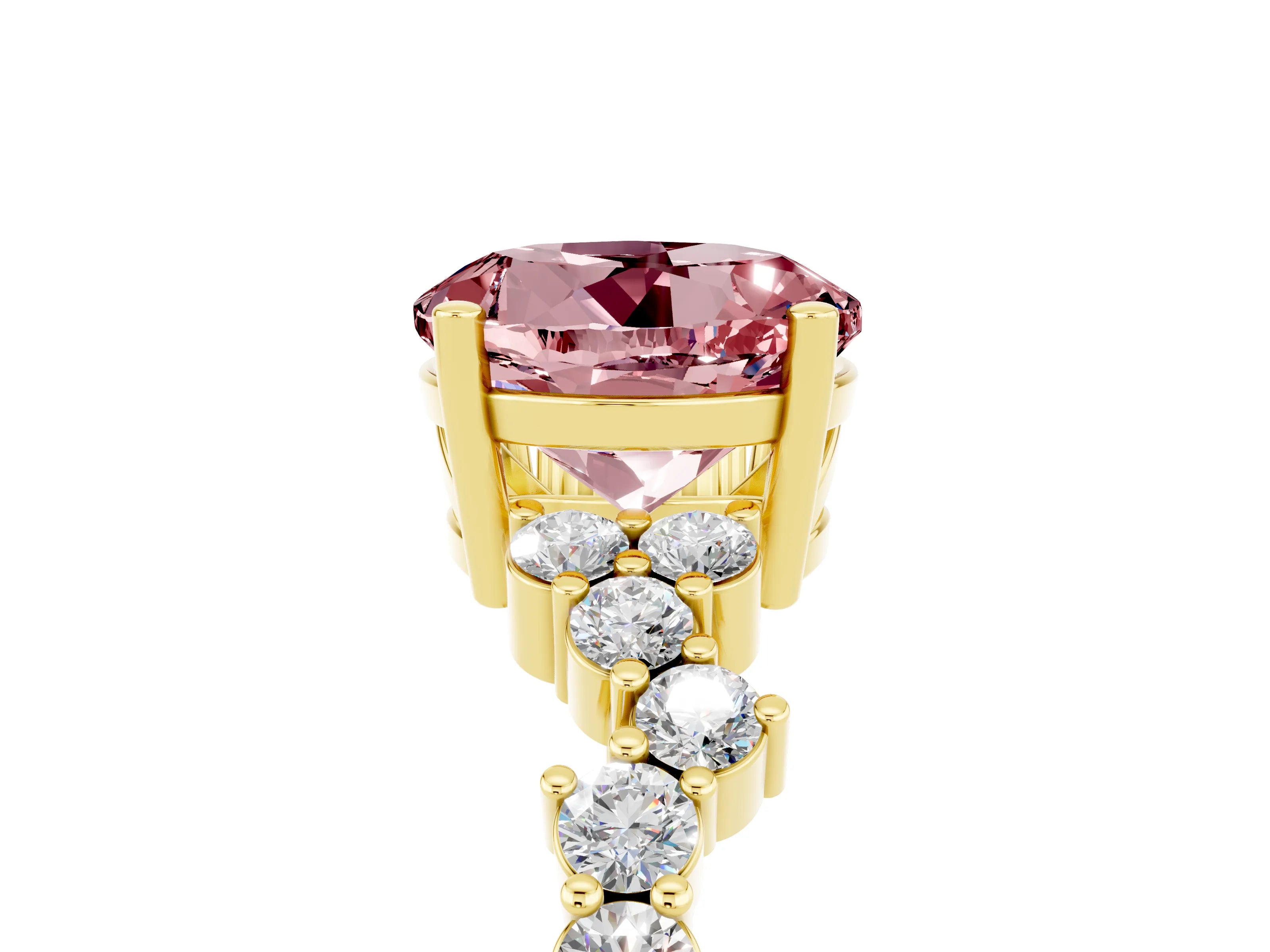 Yellow gold Round Cut Diamond Cluster Pavé Band with Four-Prong Setting_5