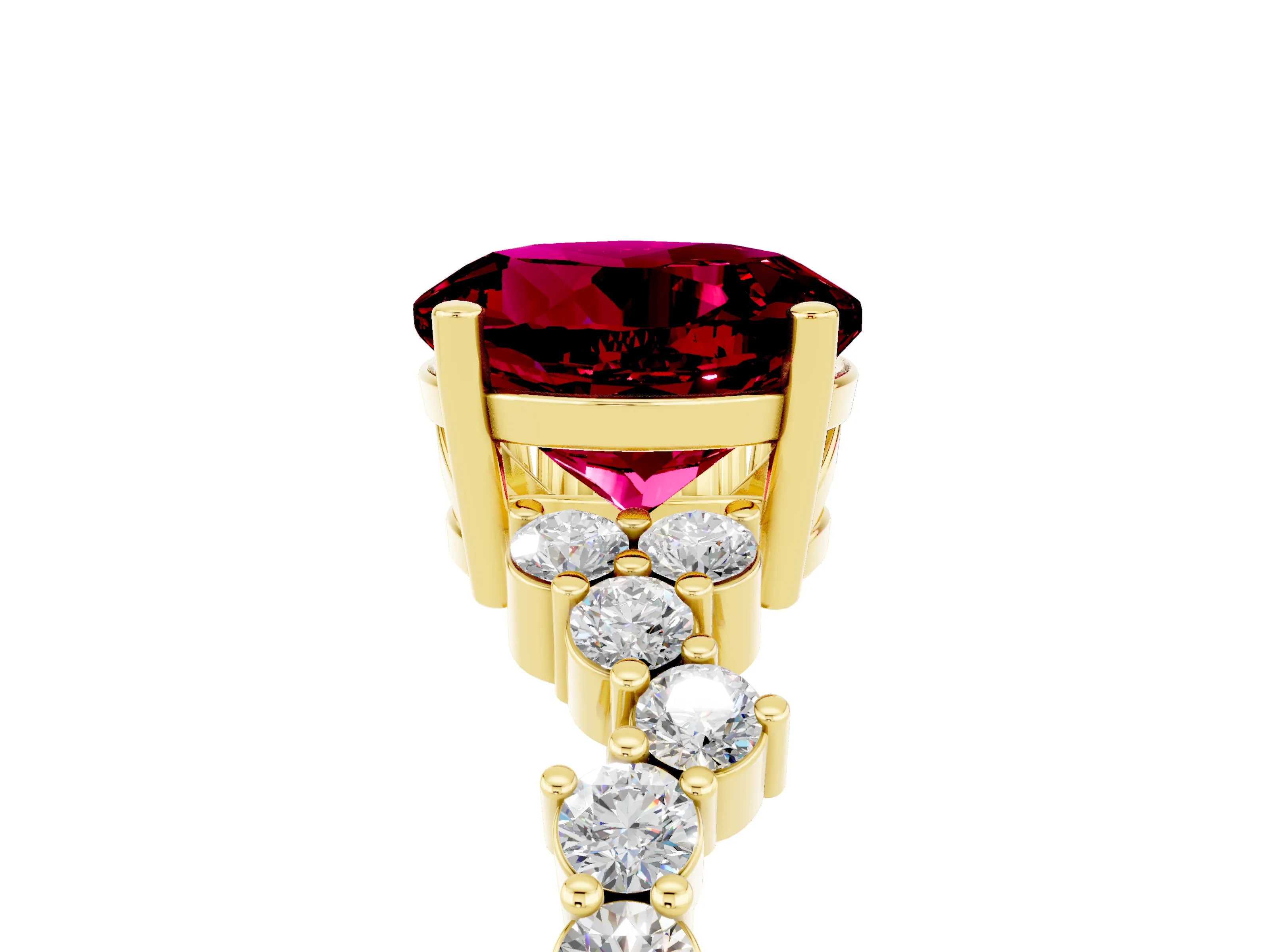 Yellow gold Round Cut Diamond Cluster Pavé Band with Four-Prong Setting_5