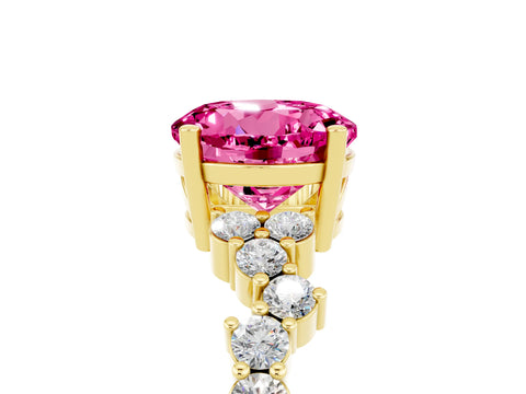Yellow gold Round Cut Diamond Cluster Pavé Band with Four-Prong Setting_5