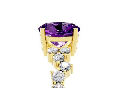 Yellow gold Round Cut Diamond Cluster Pavé Band with Four-Prong Setting_5