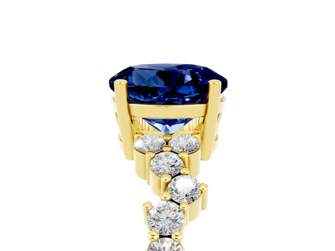 Yellow gold Round Cut Diamond Cluster Pavé Band with Four-Prong Setting_5