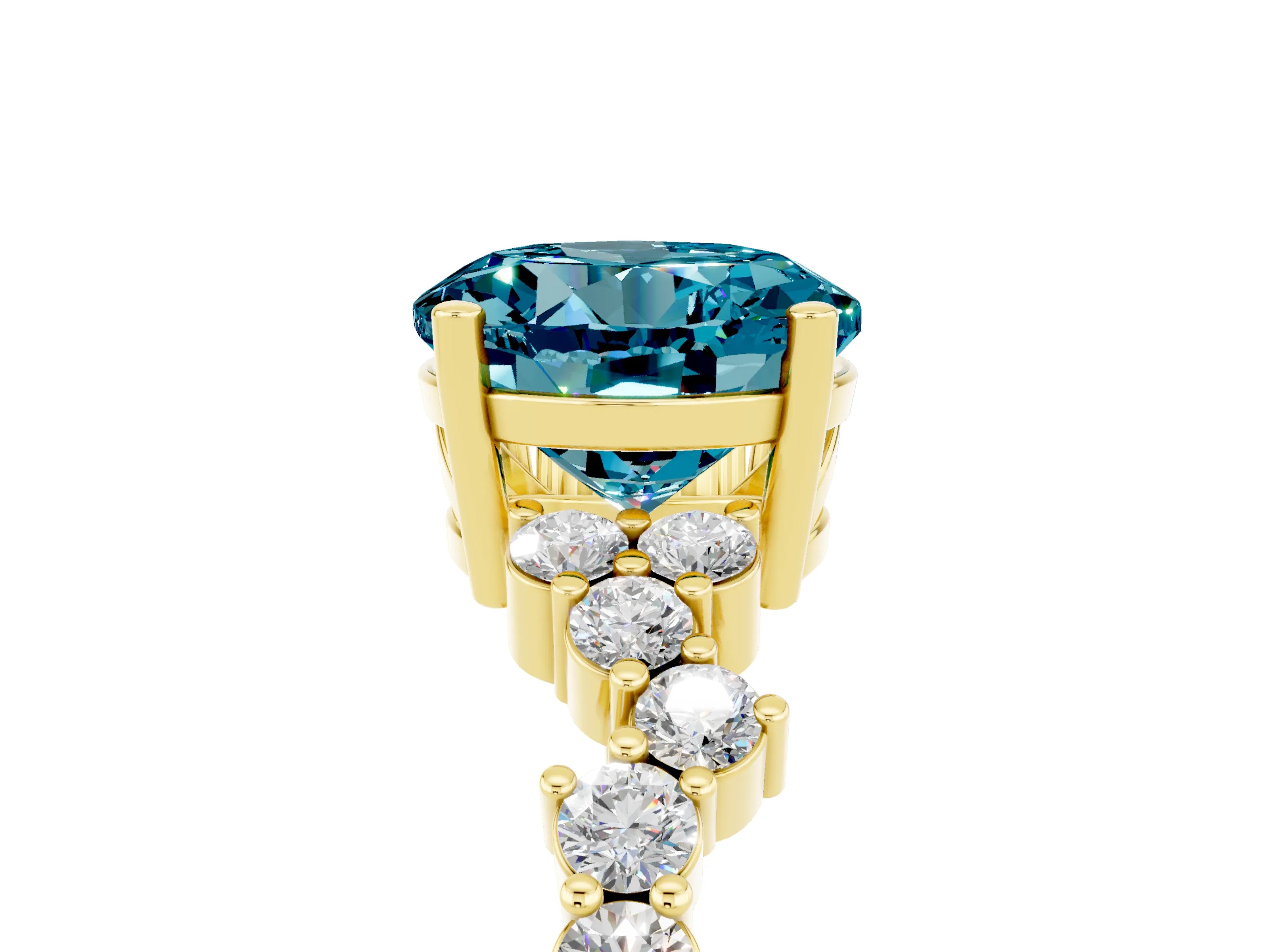 Yellow gold Round Cut Diamond Cluster Pavé Band with Four-Prong Setting_5