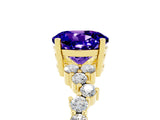 Yellow gold Round Cut Diamond Cluster Pavé Band with Four-Prong Setting_5