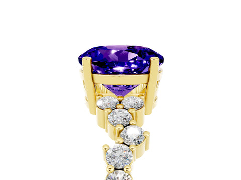 Yellow gold Round Cut Diamond Cluster Pavé Band with Four-Prong Setting_5