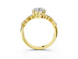 Yellow gold Round Cut Diamond Cluster Pavé Band with Four-Prong Setting_6
