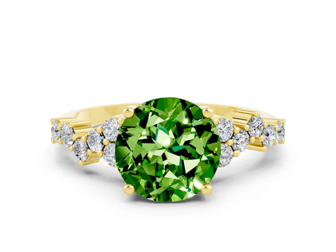 Yellow gold Round Cut Diamond Cluster Pavé Band with Four-Prong Setting