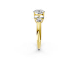 Yellow gold Round Cut Diamond Cluster Ring with Round Accent Stones and Prong Setting on a Classic Band_60