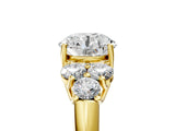 Yellow gold Round Cut Diamond Cluster Ring with Round Accent Stones and Prong Setting on a Classic Band_63