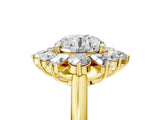 Yellow gold Round Cut Diamond Cluster Ring with Round and Baguette Stones, Split Shank Band, Prong Setting_20