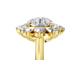 Yellow gold Round Cut Diamond Cluster Ring with Round and Baguette Stones, Split Shank Band, Prong Setting_8