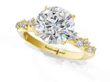 Yellow gold Round Cut Diamond Cluster Side Stone Solitaire Ring with Prong Setting_61