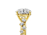 Yellow gold Round Cut Diamond Cluster Side Stone Solitaire Ring with Prong Setting_65