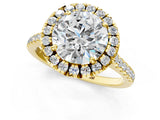 Yellow gold Round Cut Diamond Cushion Halo Ring with Pavé Band_16