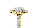 Yellow gold Round Cut Diamond Cushion Halo Ring with Pavé Band_20