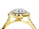 Yellow gold Round Cut Diamond Cushion Halo Ring with Pavé Band_7