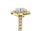 Yellow gold Round Cut Diamond Cushion Halo Ring with Pavé Band_8